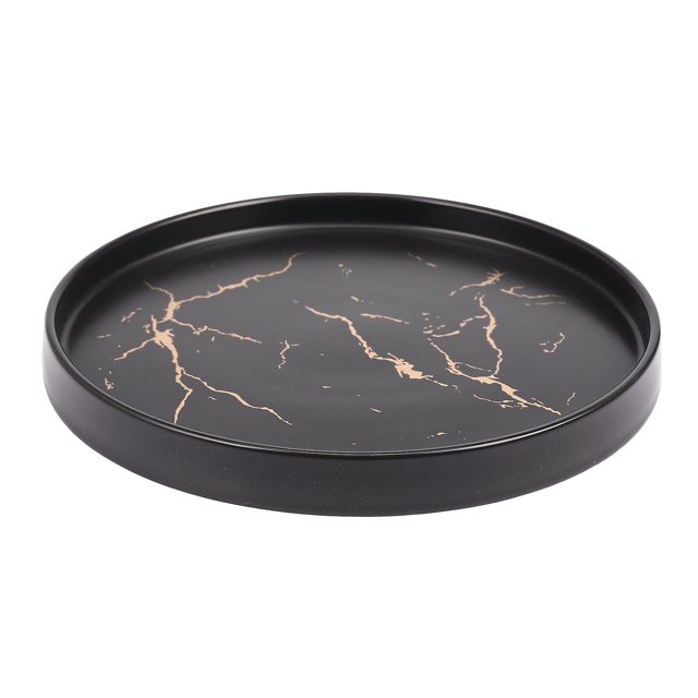 Plato de cerámica de mármol negro dorado de 20cm plato de filete decorativo europeo Afortunado Sencillez