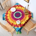 thumbnail image 2 of Colorful Rainbow Tie Dye Spiral Pattern Square Tablecloth,Waterproof Square Table Cover,Wipeable Spillproof Washable Table Cover for Home Kitchen Party Decor 52"x52"(132x132cm), 2 of 6