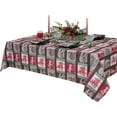 thumbnail image 2 of Newbridge Country Rustic Wildlife Lodge Plaid Christmas Fabric Tablecloth, Woodland Moose, Bear and Cabin Winter Holiday Tablecloth, 52" x 52" Square, 2 of 9