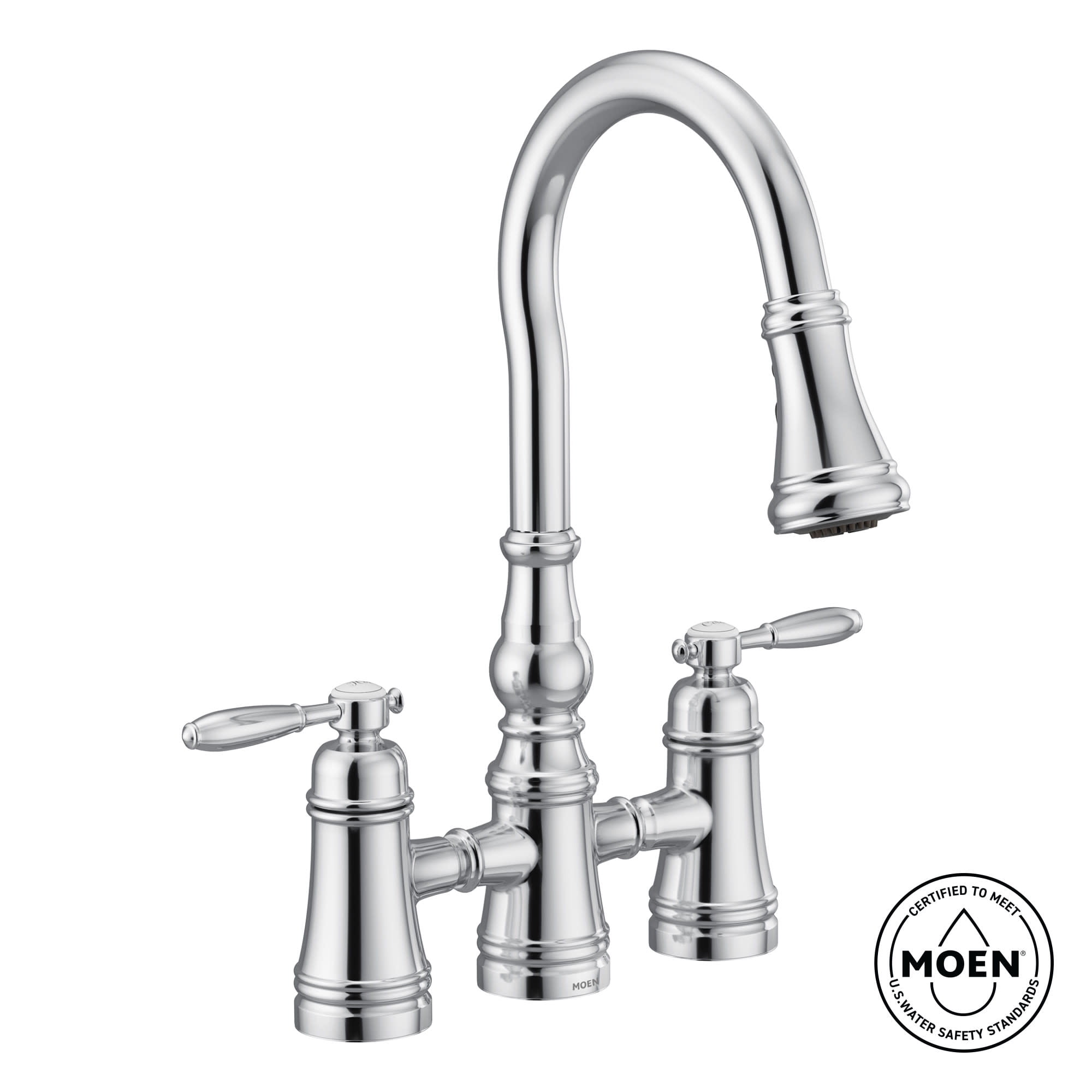 Moen S73204 Weymouth 1.5 GPM Bridge Pull Down Kitchen Faucet - Bronze