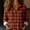 Brick Red, variant on Xunmmm Button Down Shirts For Women Patchwork Pullover Plaid Printed Casual Long Sleeve Shirt Womens Blouses Navy M