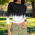 thumbnail image 5 of Womens Slim Fit T-shirts 3/4 Sleeve Crewneck Plus Size Y2k Crop Tops Graphic Base Tee Shirt S-3X Casual Spring (3XL, Black), 5 of 7