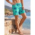 thumbnail image 4 of INSPIRE CHIC Men's Summer Tropical Leaf Print Lined Drawstring Swimming Beach Shorts M Light Green, 4 of 5