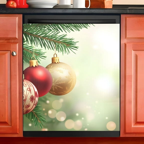 Ryvnso Christmas Balls Shiney Dishwasher Magnetic Refrigerator Magnet Cover Kitchen Home Decorative 23"x26"