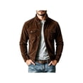 thumbnail image 2 of Zynoxe Mens Corduroy Jacket with Chest Pockets Classic Stand Collar Zip‑Up Jacket Warm Long Sleeve Casual Jackets Retro Solid Color Workwear Jacket for Men Brown S, 2 of 10