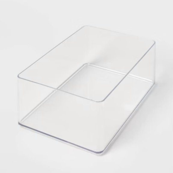 9"x6"x3.25" Large Plastic Bathroom Tray Clear Organizer, Stackable Storage, Hand Washable