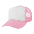 thumbnail image 2 of TOPTIE Kids 5 Panel Trucker Cap Mesh Snapback Hat Foam Front for Boys Girls Aged 3-7 Years Old-Pink/White, 2 of 8