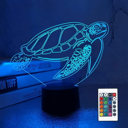 YSITIAN Kids 3D Turtle Night Light Optical Illusion Lamp with 16 Colors Remote Control Changing Birthday Xmas Valentine's Day Gift Idea for Boys and Gir F1116-400