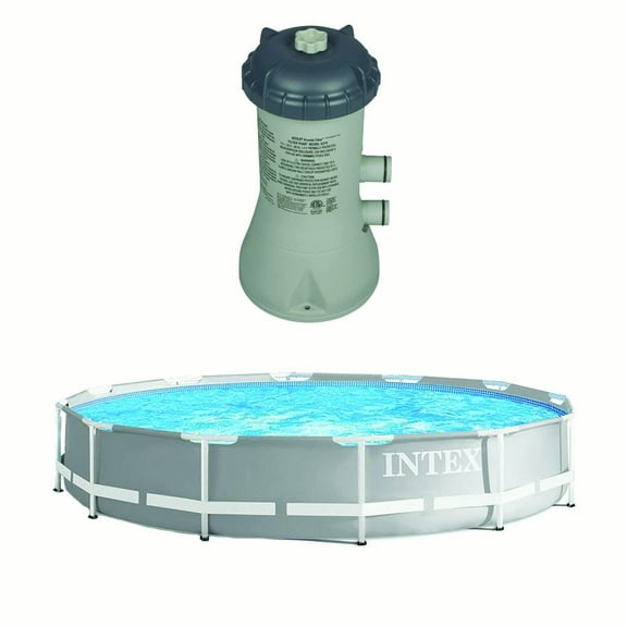 Intex 12' x 30" Steel Frame Above Ground Pool & 1000 GPH Above Ground Pool Pump