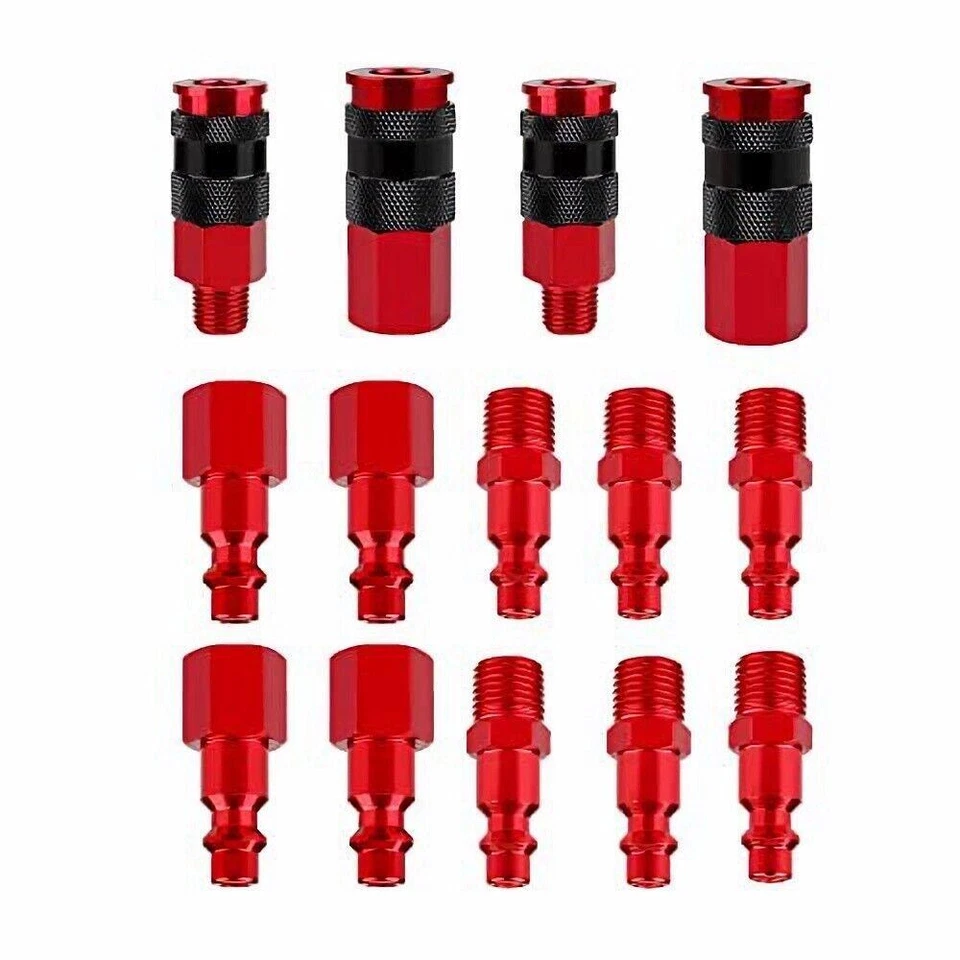 LUOLAX No Rust Air Hose Fittings Kits 14PCS Set, Quick Connect Air Compressor Accessory