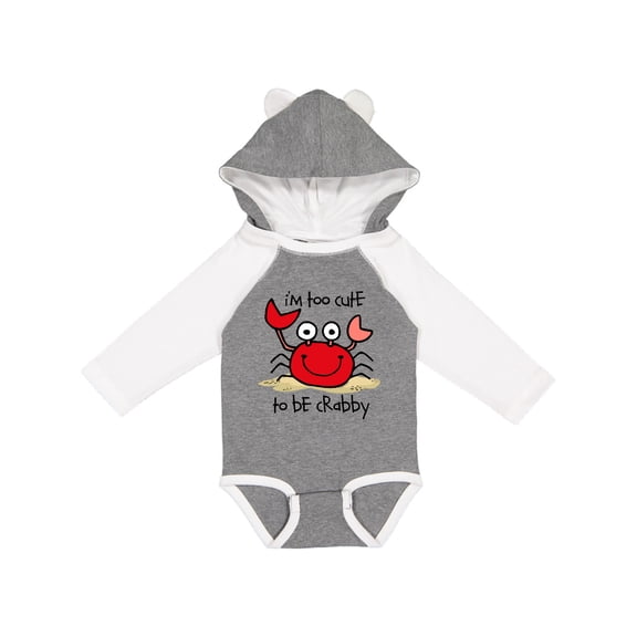 Inktastic Too Cute Crab Boys or Girls Long Sleeve Baby Bodysuit