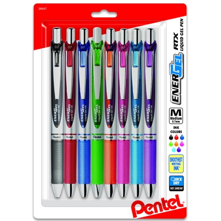 Pentel EnerGel RTX Gel Pens, 0.7mm, Medium Point, Metal Tip,