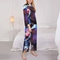 thumbnail image 3 of Picia Colorful Frog Among Flowers Pattern Women’s Long-Sleeve Sleepwear Set - Soft 2-Piece Loungewear with Pockets, Comfy PJs for Relaxing Nights-Small, 3 of 7