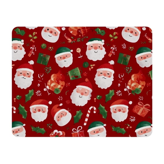 Small Mouse Pad Desk Pad, Office Mouse Mat Non-Slip Rubber Base, Mousepad for Computer Laptop 28x22cm,Santa Face Red