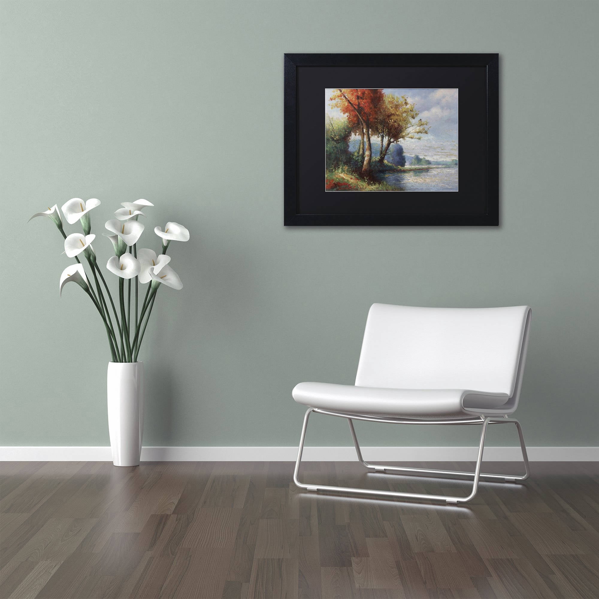 Trademark Fine Art "Corot Tribute" Canvas Art by Daniel Moises, Black Matte, Black Frame