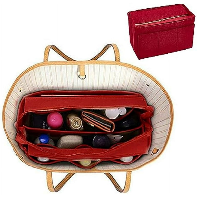 Felt Bag Organizer Inserts Purse Organizer Insert Handbag Shaper for LV Onthego MM with Zipper Detachable Bag Top Cover Tote Bag Insert for LV Neverfull Speedy 35 10.24X6.5X5.55 Inch Crimson Walmart.c...