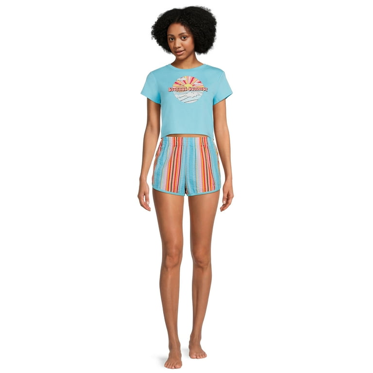 Celebrity Pink Juniors and Juniors Plus Graphic Cropped Sleep Tee with Short Sleeves Sizes XS 3X Walmart