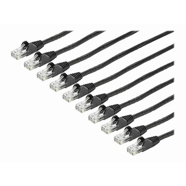 StarTech.com 6ft CAT6 Ethernet Cable, 10 Gigabit Snagless RJ45 650MHz 100W PoE Patch Cord, CAT 6 10GbE UTP Network Cable w/Strain Relief, Black, Fluke Tested/UL Certified Wiring, 10 Pack - Category 6, 24AWG, TIA (N6PATCH6BK10PK) - Patch cable - RJ-45 (M) to RJ-45 (M) - 6 ft - UTP - CAT 6 - snagless - black (pack of 10)
