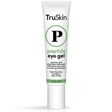 TruSkin Peptide Eye Gel – Under Eye Care with Peptides, Plant Stem Cells, Hyaluronic Acid – Improve Look of Dark Circles & Lines, 0.5 fl oz