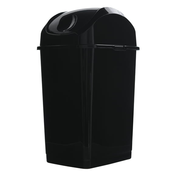 Superio 2.5 Gal Small Plastic Trash Can with Swing Top Lid – Black