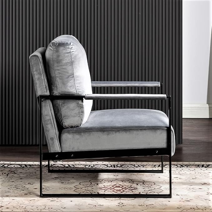 Modern Accent Chair with Durable Square Metal Frame