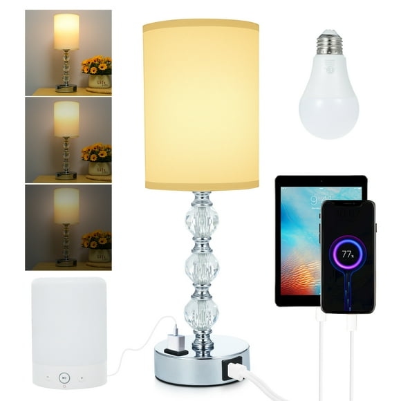Luxury Crystal Bedside Table Lamp Bedroom Nightstand Lamp with 3000K