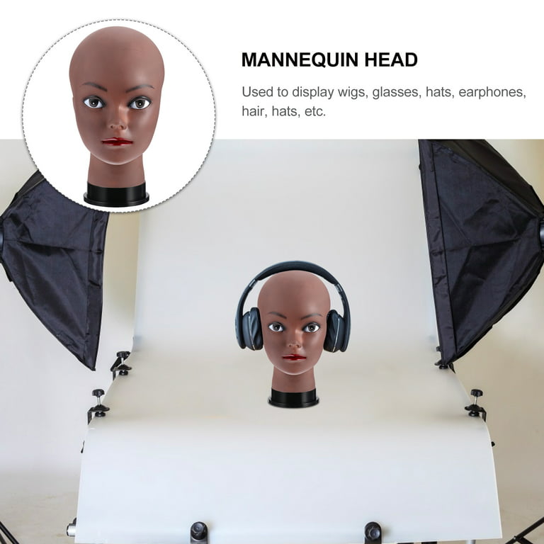 Ba Sha Afro Cosmetology Mannequin Head Bald Manikin head for Wigs Making Wig  Display Hat Display Glasses Display with Free Clamp