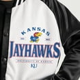 thumbnail image 4 of Women's Gameday Couture Black Kansas Jayhawks Oversized Inner Drive Varsity Rhinestone Full-Snap Bomber Jacket, 4 of 5