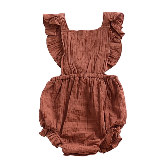 Mono Bebé Niña Volante fruncido informal de recién nacidos recién nacidos Lindo ropa de cumpleaños estética Accesorios para dormir para niños Regalos Café 90 cm Inevent BA002048-06