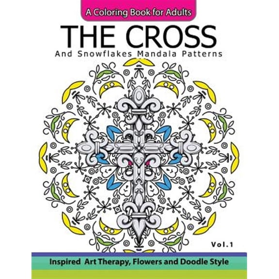 Pre-Owned Cross and Snowflake Mandala Patterns Coloring Book