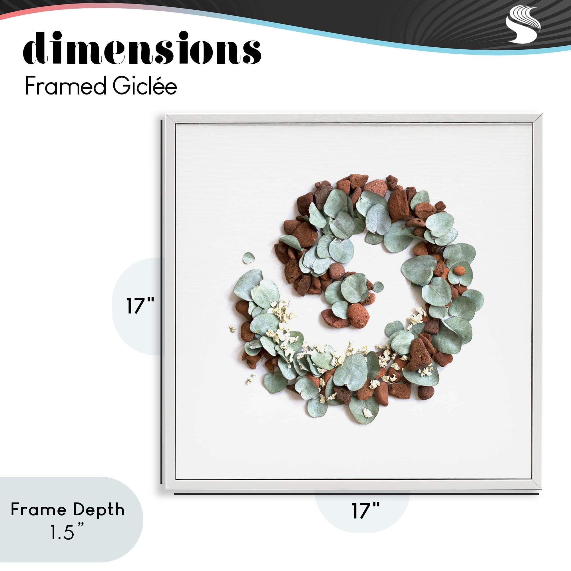 Stupell Industries Eucalyptus & Pebbles Spiral White Framed Giclee Art, design by Beth Adoette