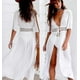 thumbnail image 3 of CHAO Cárdigan tipo kimono de playa larga para mujer, traje de baño de bikini con frente abierto y cordón (xxl), 3 of 5