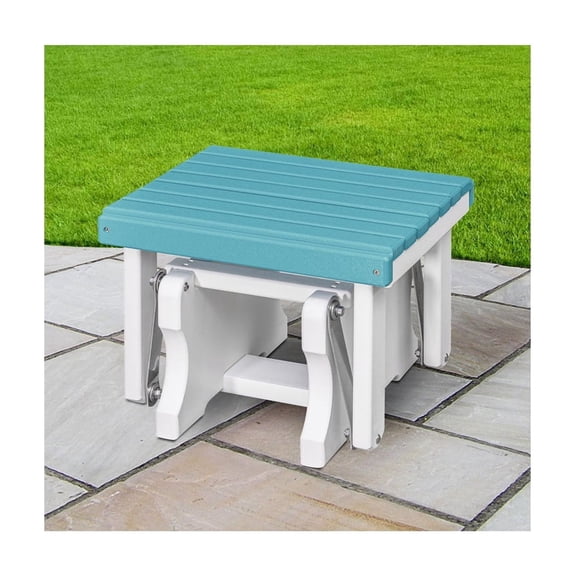 Gliding Ottoman - Heavy Duty Plastic Outdoor Furniture - Blue & White