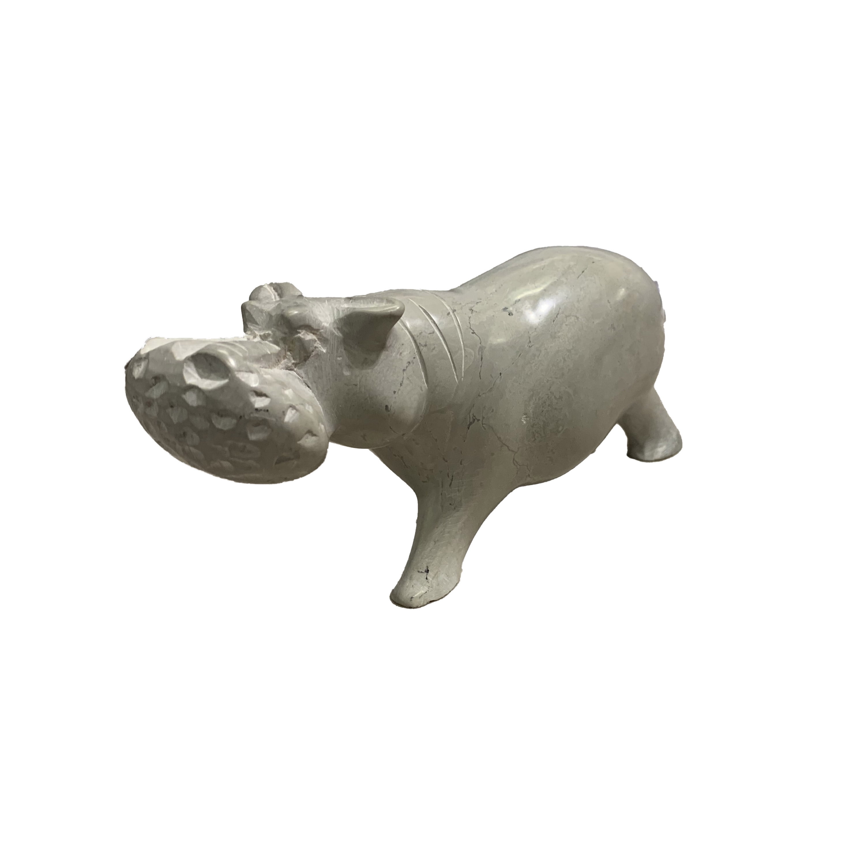 Kisii Soapstone Hippo Handmade Grey