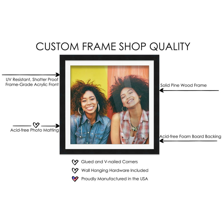 CustomPictureFrames.com 30x30 Frame White Picture Frame Modern Photo Frame  Includes UV Acrylic Front Acid Free Foam Backing Board Hanging Hardware no  Mat