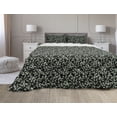 thumbnail image 1 of Tropical Comforter & Sham Bedding Set, Exotic Foliage Hand Drawn Floral Eucalyptus Branches Hawaii Flora, 3 pcs Duvet Set Microfiber Filling Quilt, 5 Sizes, Sage Green Black, by Ambesonne, 1 of 4