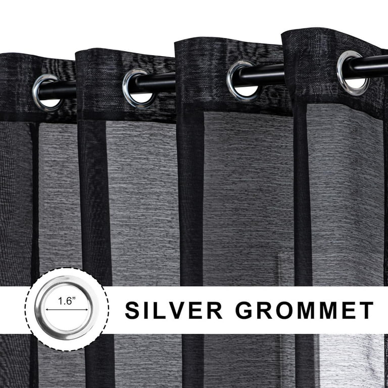 カーテン noir JIUZHEN Black Sheer Curtains 90 Inches Long - Semi Transparent