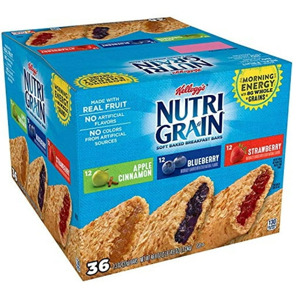Nutri-Grain-Kelloggs Cereal Bars Variety Pack, 1.3 Oz, 1 Pack (36Count Each) Dsgkwl