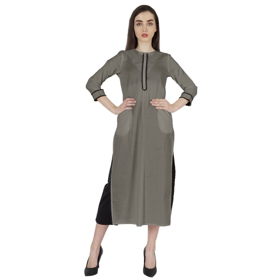 Phagun Casual Wear LongKurtiFor Women's 3/4Sleeves Designer Neck Ethnic Wear Kurta