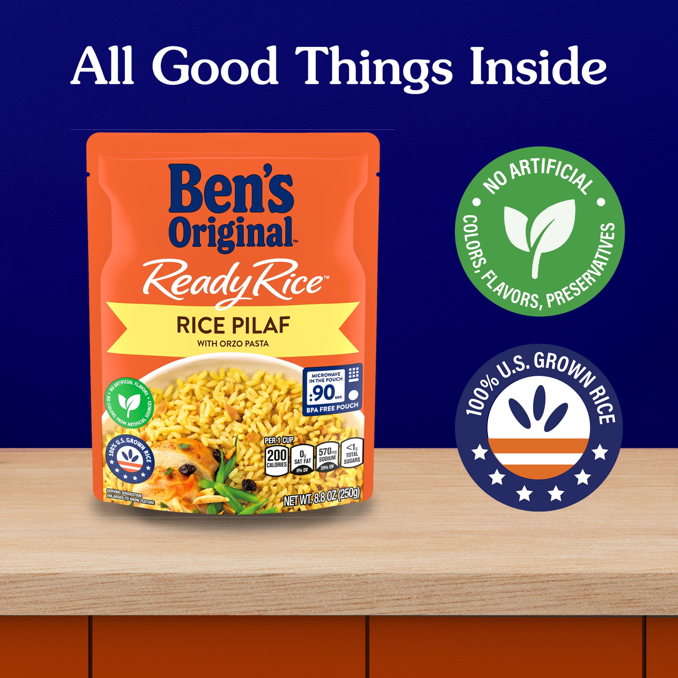 (12 pack) Ben's Original Ready Flavored Rice Pilaf, Easy Dinner Side, 8.8 Ounce Pouch
