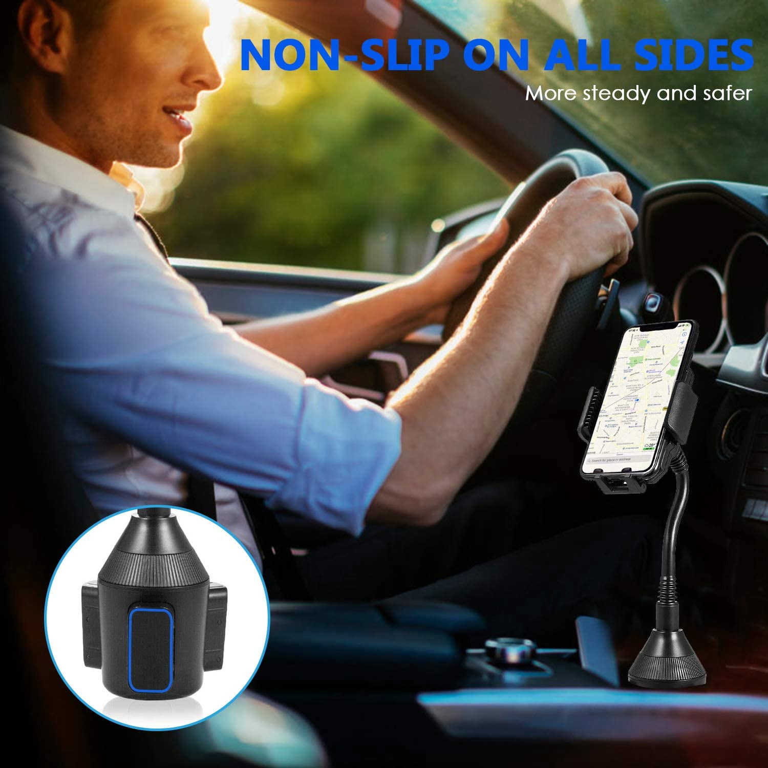Phone Mount for Car, Car Phone Holder Mount Universal 360 Adjustable Cell phone Holder , Car Cup Holder for All Smartphones