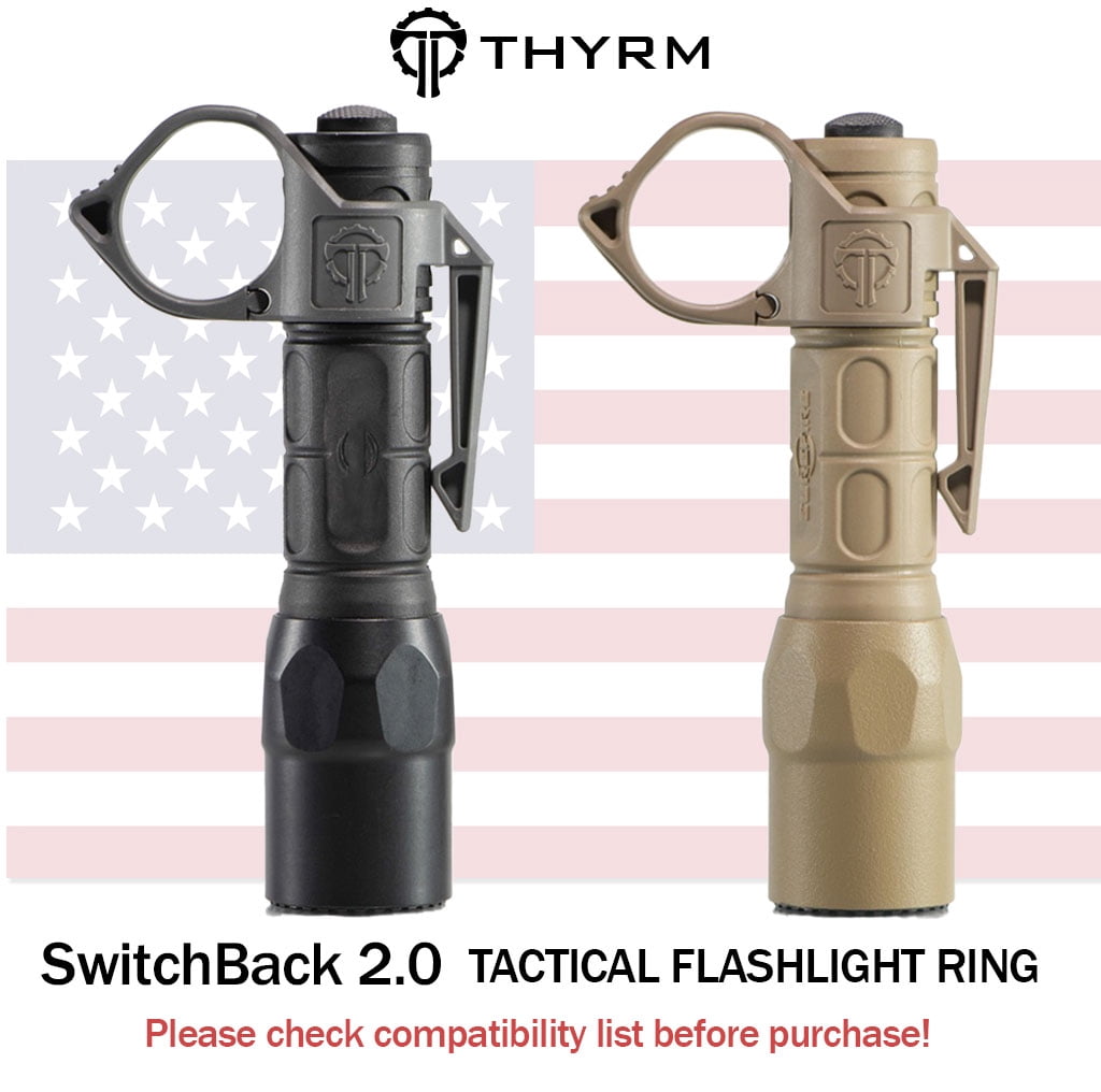 Thyrm SwitchBack Flashlight Ring 2.0 Large, Black, for Better Light Control when Camping, Hiking
