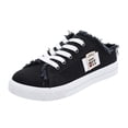 thumbnail image 2 of EliteGoogv Womens Mule Sneakers Canvas Slip On Shoes Low Top Flat Walking Shoes For Women Distressed Frayed Edge Lace Up Loafers Casual Footwear US: 8.5 Black, 2 of 9
