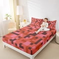 thumbnail image 4 of Homewish Pixelate Miner Gaming Full Size Sheets, Red Square Abstract Bed Sheets, 4pcs, 4 of 7