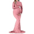 thumbnail image 4 of Vedolay Womens Maternity Dresses 2023 Long Sleeve Maternity Dress Clothes Pregnancy Dress Maternity Dresses for Women for Photoshoot Pink,XL, 4 of 4