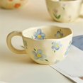 thumbnail image 2 of Elegant Floral Ceramic Mug Coffee Cup with Flower Decorations,250ml,C, 2 of 5