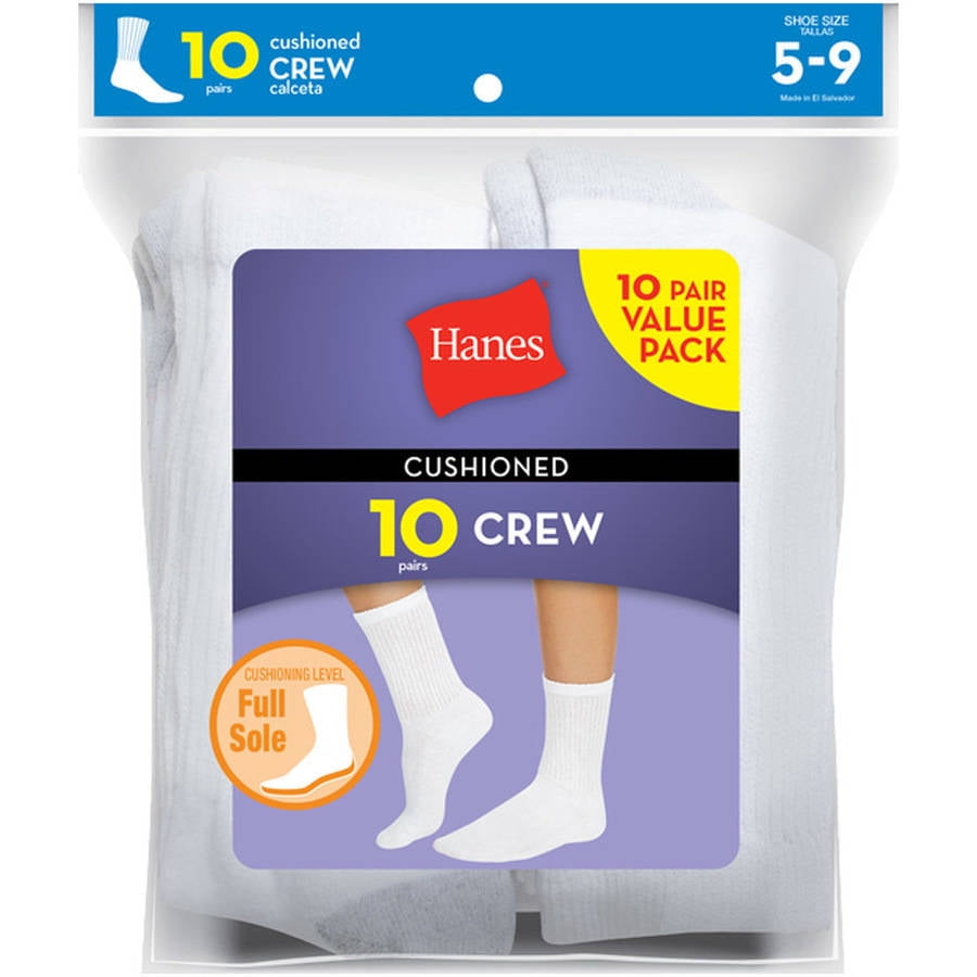 Hanes - Hanes Women's Cushioned Crew Socks, 10 Pack - Walmart.com ...