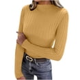 thumbnail image 2 of YHAJDS Blouses for Women Long Sleeve Shirts Turtleneck Long Sleeve Ribbed Knit Slim Warm Layering Base Tops, 2 of 8