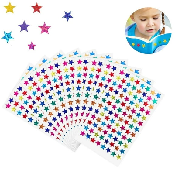 QZS Small Assorted Colors Stickers,0.39InSelf-Adhesive Holographic Star Sticker Reward Labels for DIY Crafts,Scrapbooking,School,Office Supplies,960Pcs