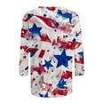 thumbnail image 3 of Women's New 3/4 Sleeve Round Neck Pullover Independence Day Casual Printed Top T-shirt, 3 of 4